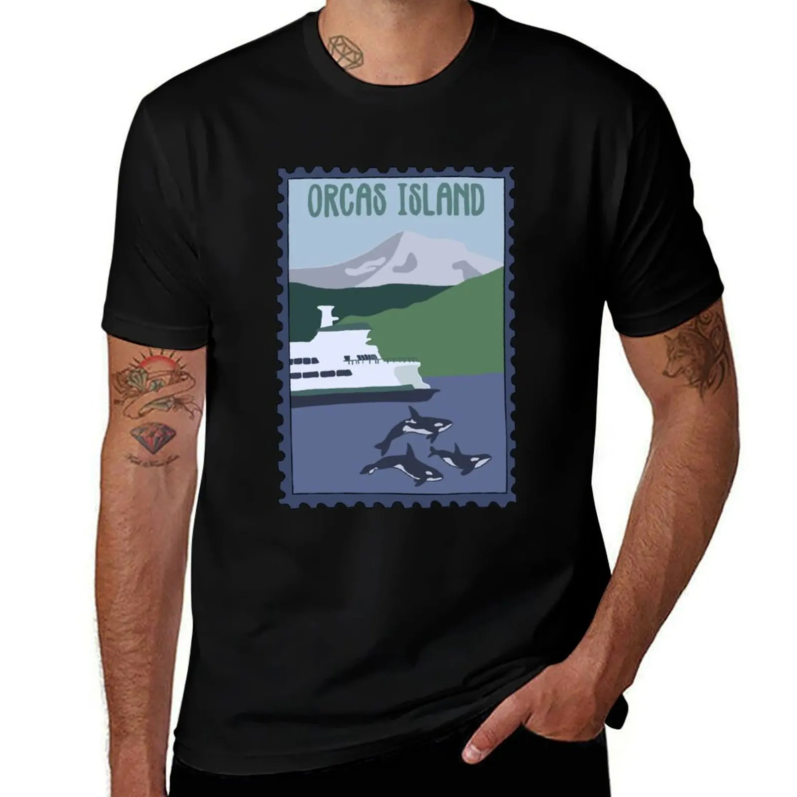 

orcas island stamp T-Shirt man t shirts for men casual man t shirts for men cotton t shirts high quality T-Shirt