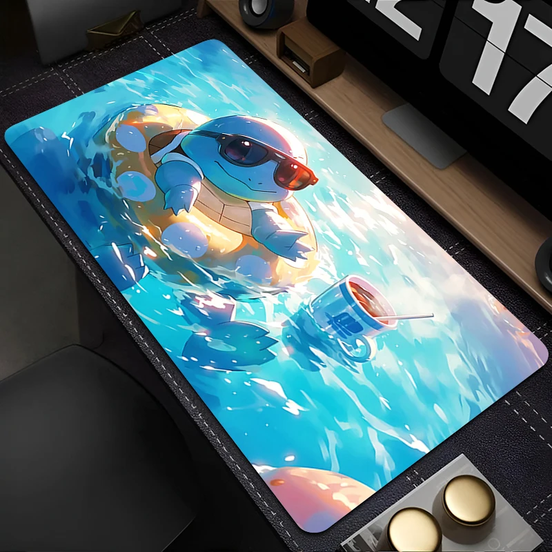 Tapis de souris 90x40cm Pokemon Squirtle, pour ordinateur portable, clavier d'ordinateur, tapis de souris PC, tapis de clavier pour joueurs, décoration de bureau