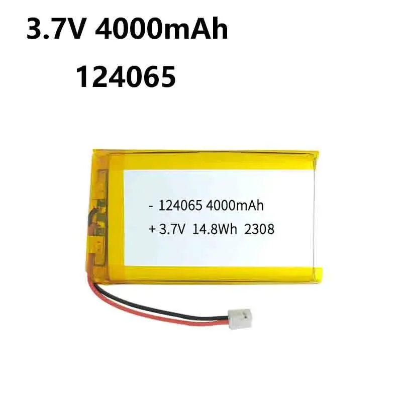 124065 3.7V 4000mAh Polymer Lithium Battery High Capacity 2.0mm 2pin Plug Hand Warmers Tablet Medical Devices Camera
