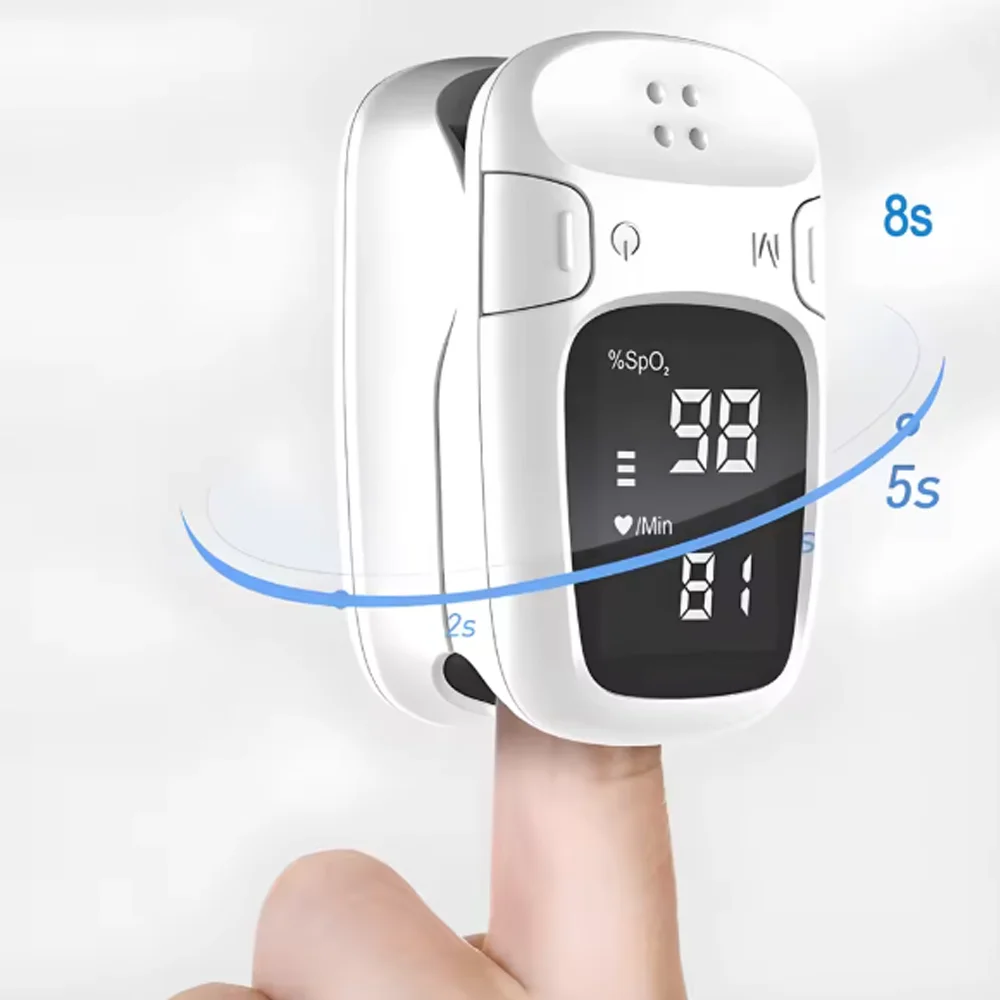 Fingertip Pulse Oximeter With Case Portable LED Color Blood Oxygen Saturation Monitor LED Display Fingertip Oximeter SPO2