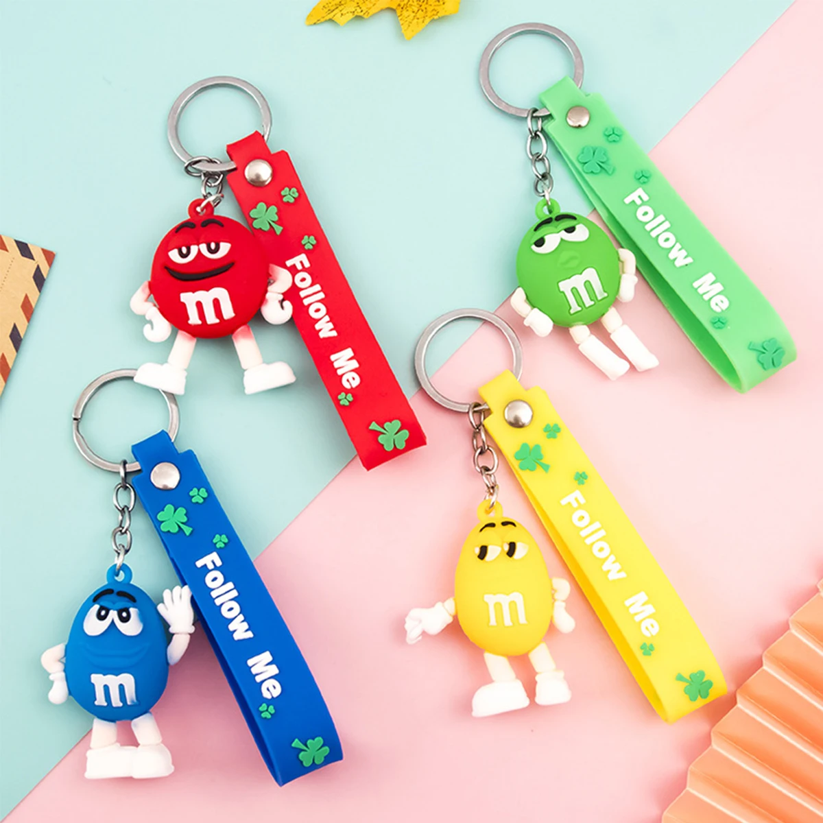 Fashion Fun Key Chains Cute M Bean Cartoon Keychain Children 's Surprise Birthday Gift Accessories Keyring Face