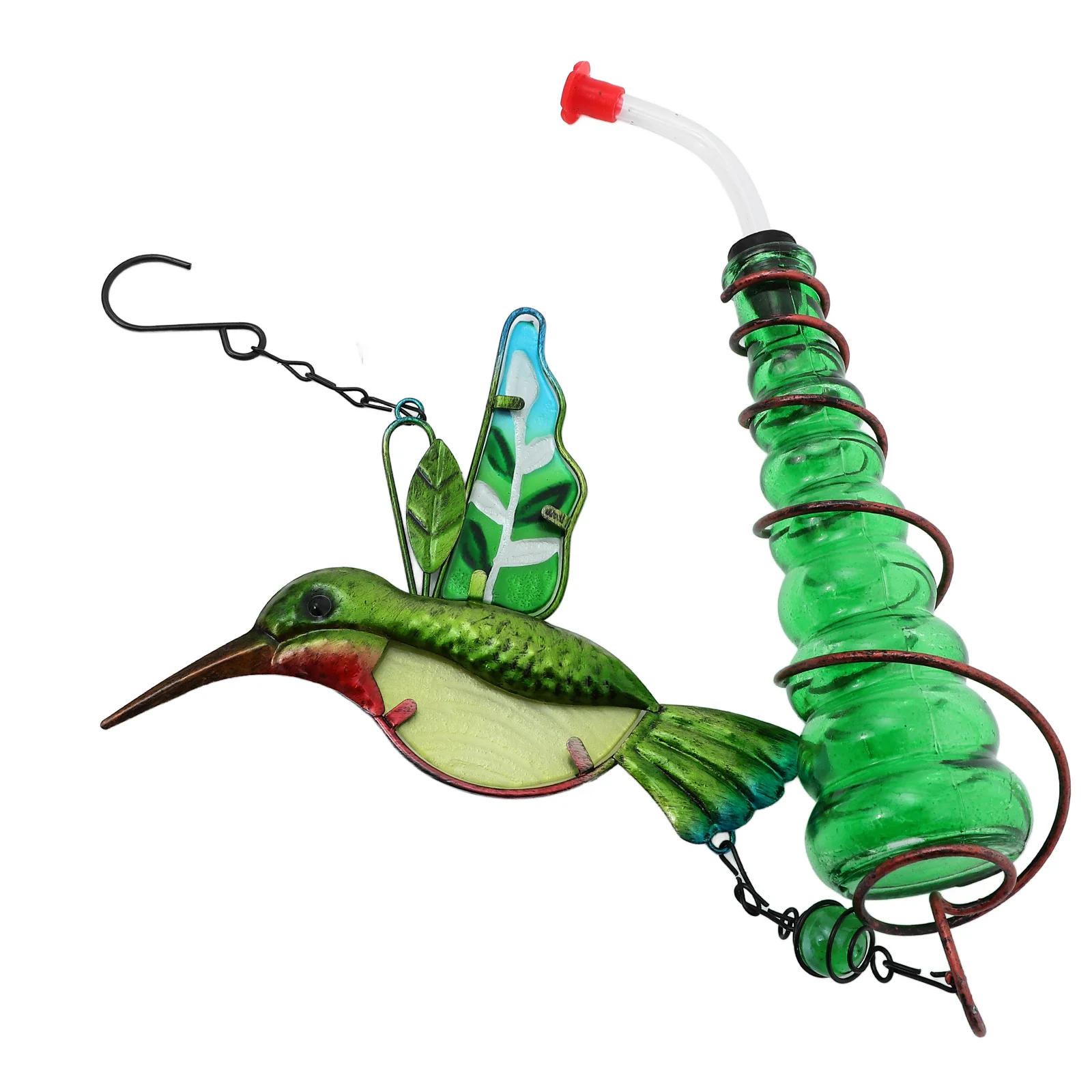 

Glass Painted Bird Feeder Outdoor Hanging Decor for Hummingbirds Water Feeding Patio Garden Boxed Crafts