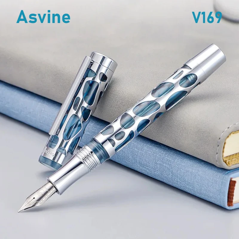 

Asvine V169 Vacuum Filling Fountain Pen EF/F/M Nib Transparent Acrylic Skeleton Hollow Carved Stationery Office School Supplies