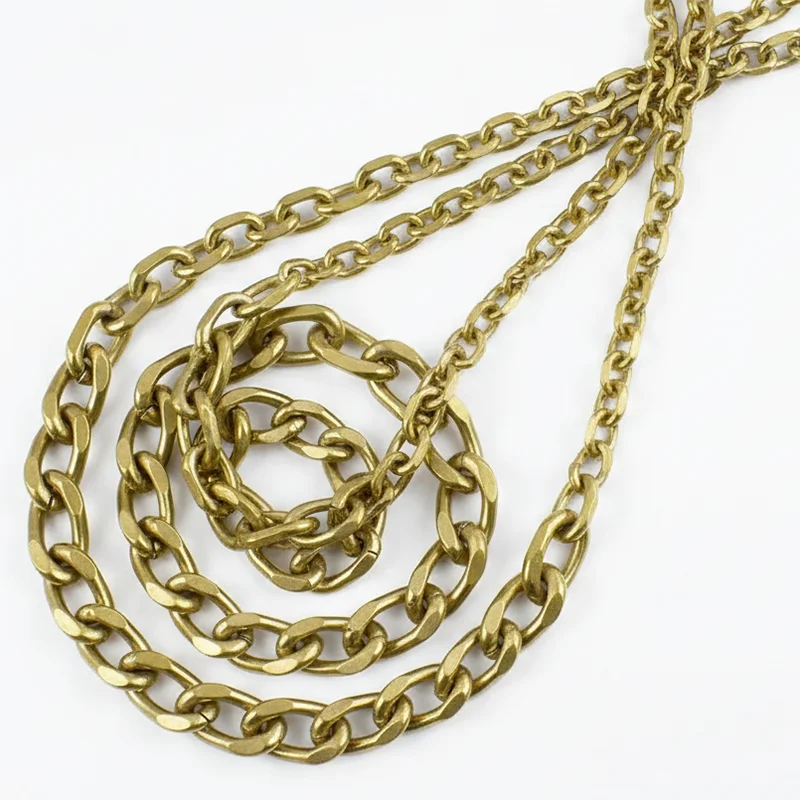 

50/100cm Solid Brass Metal Chain Wallet Pocket Keychain Pants Garment Bag Strap Connector Clasp Buckle DIY Hardware Accessories