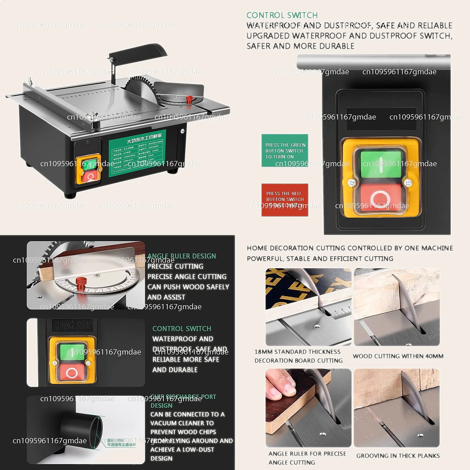 Large Woodworking Bench Saw Durable Safe Reliable Powerful Cutting Machine
