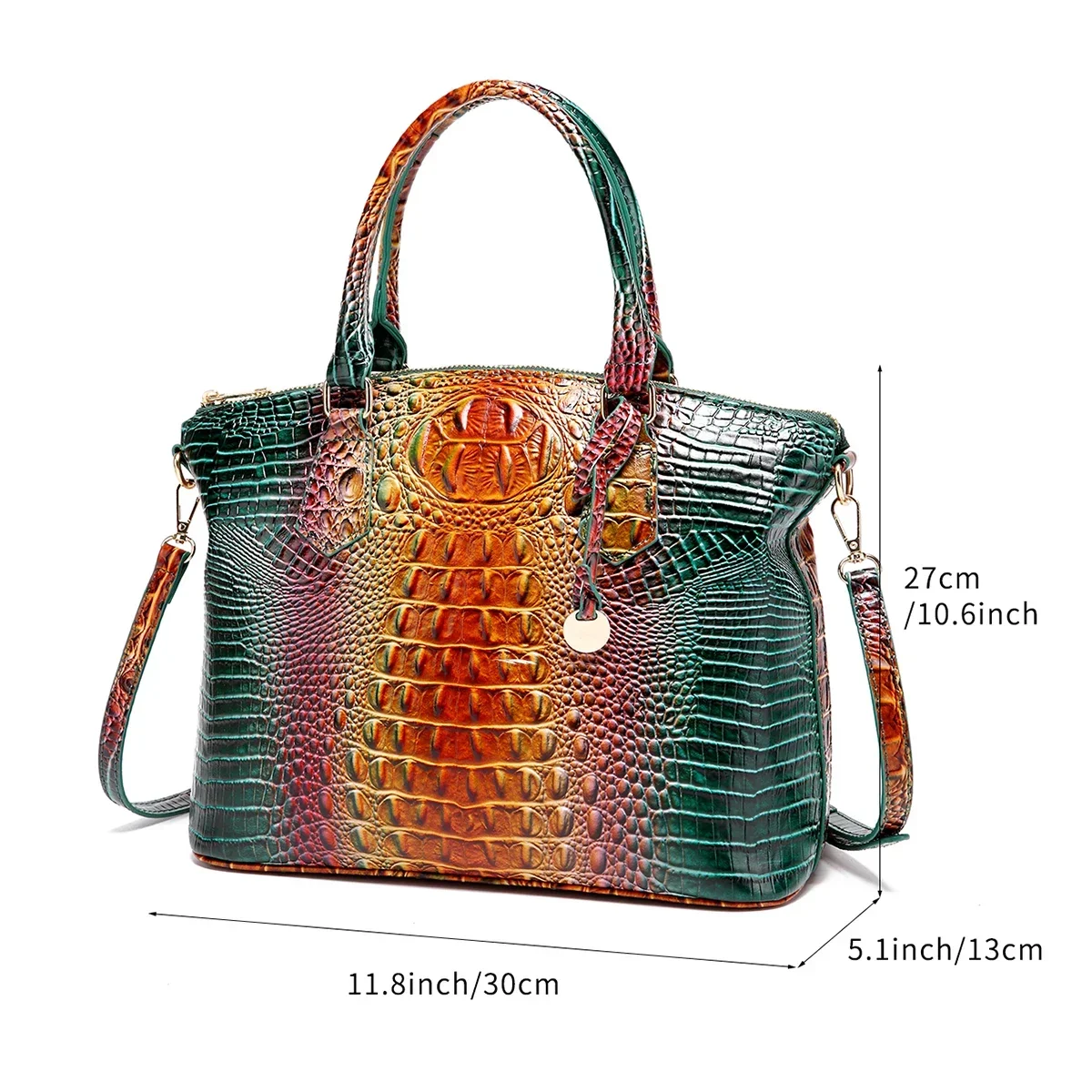 Luksusowy krokodyl torebka tłoczona moda torba Crossbody mieszane kolory damska Vintage skórzana teczka duża pojemność wodoodporna — zdjęcie 7
