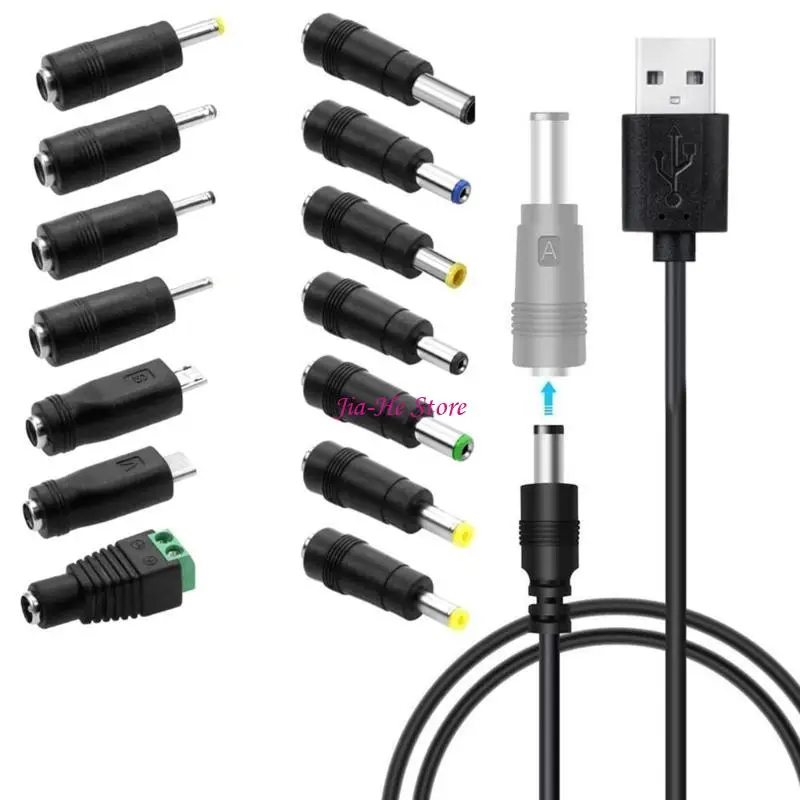 Кабель зарядки USB -DC5V с 14 адаптерами для камер мини -вентилятор и более многочисленных устройств адаптер питания 83CF