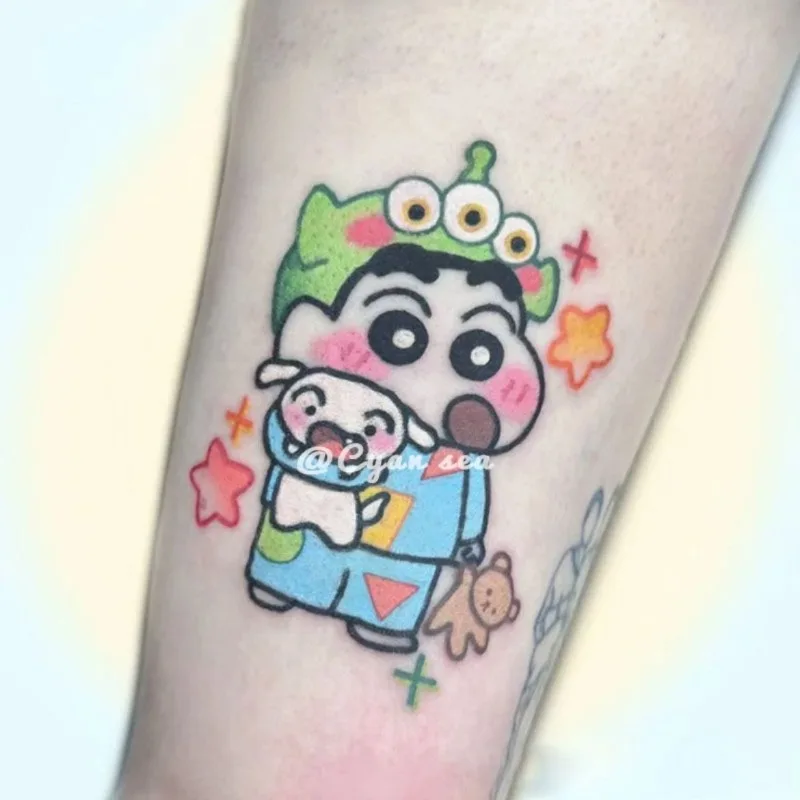 4PCS Crayon Shin Chan Tattoo Stickers Anime Cartoon Cute High-looking Girls Kawaii Children Washable Arm Stickers Tattoo Gift