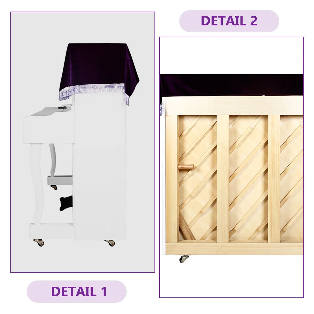 

Piano Cover Tassel Edge Design Modern Minimalist Semi Cover Velour Fabric Protector for Upright and Electric Piano