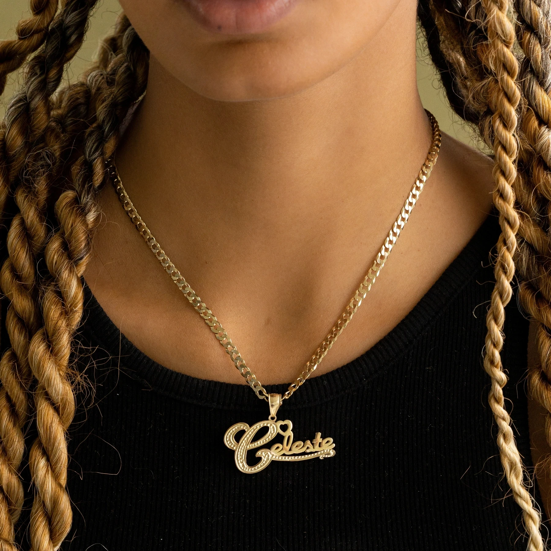 DHQH Personalized Customized 18K Gold Plated Double Nameplate Ladies Stainless Steel Personalized Jewelry Gift Name Pendant
