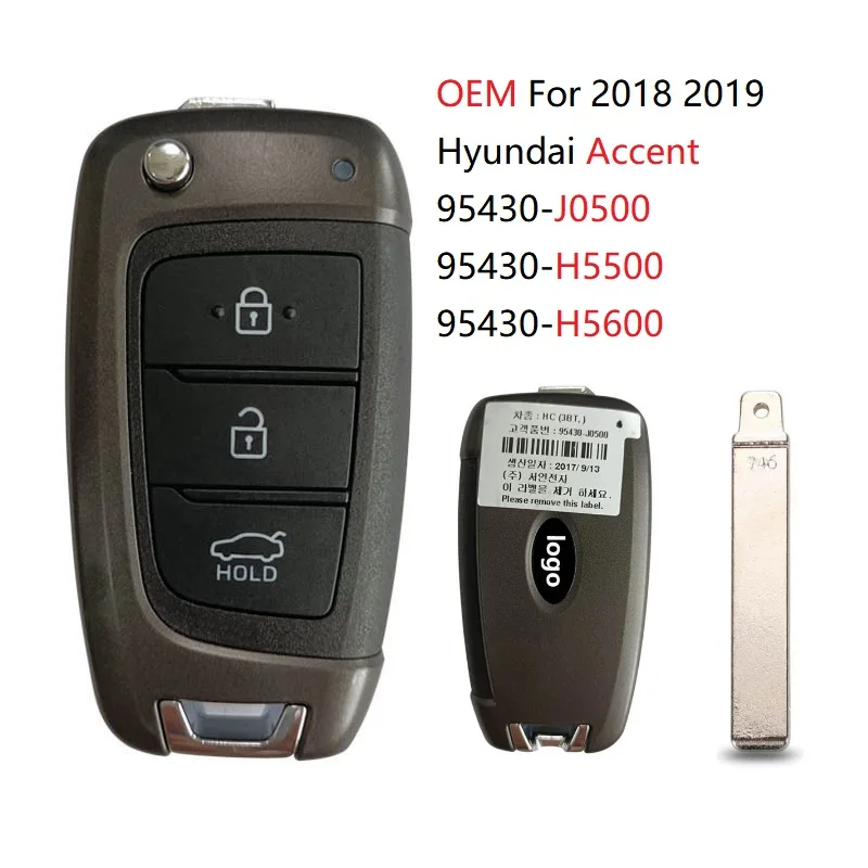 

CN020189 For 2018 2019 Hyundai Accent 433MHz 95430-J0500 Original 3 Button Smart Remote Key 95430-H50500 95430-H5600 Universal