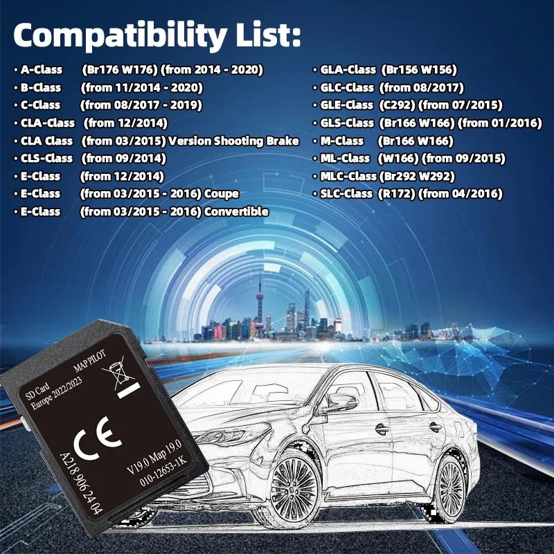 A218 Kaart V20 volledige Versie NTG5 Update 2025 Europa Navigatie voor Mercedes Garmin A B C CLA CLS E GLS Auto SD-kaart