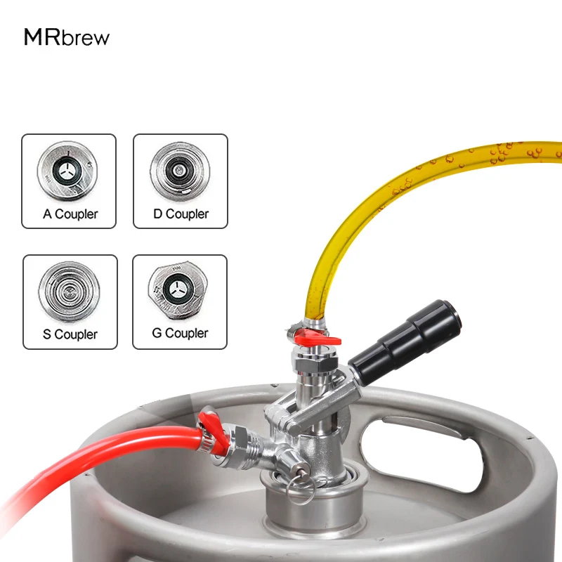 Homebrew Beer Keg Coupler,Beer Dispenser Type S/D/A/G With Stainless Steel Probe Nickel Plated Brass Boby Commercial Keg Coupler