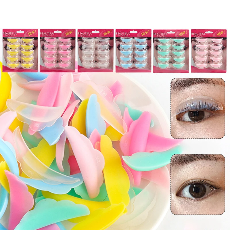 Reusable 5 Pairs Perm False Eyelash Pad Kit Silicone Protection Pads Eyelash Extension Lifting Curler Graft Shield Patch Tools