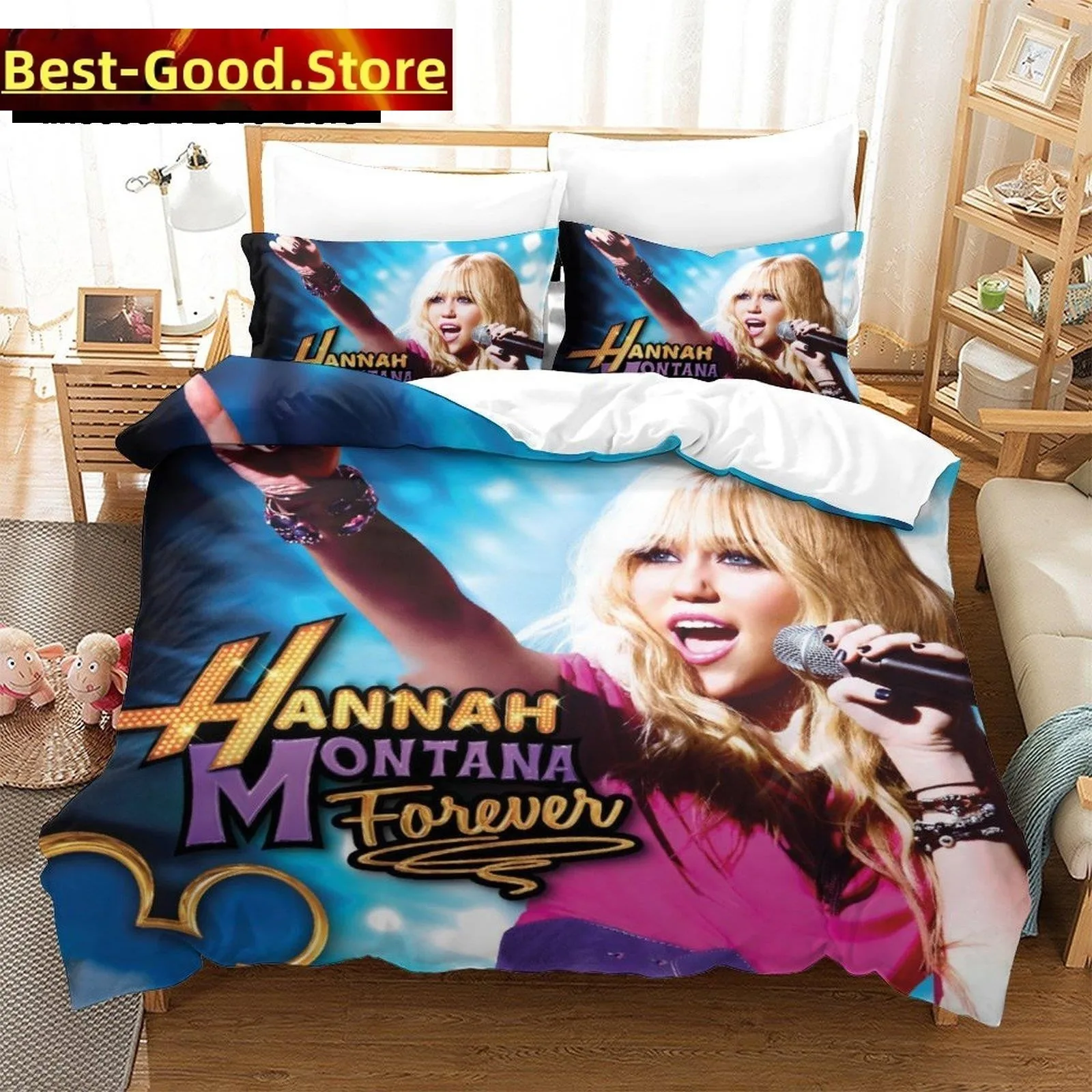 3D Print Fashion Hannah Montana Bedding Set Boys Girls Twin Queen King Size Duvet Cover Pillowcase Bed boys Adult Bedroom