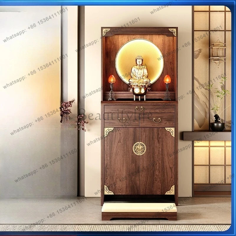 

New Chinese Style Solid Wood Buddha Shrine Buddha Cabinet Standing Home Altar Incense Case Large Cabinet