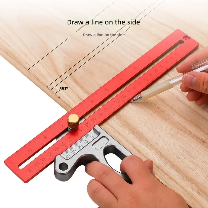 Woodworking Scribing Ruler Square Height Angle Measuring Tool DIY Carpenter Marking Gauge Precision Layout Instrument
