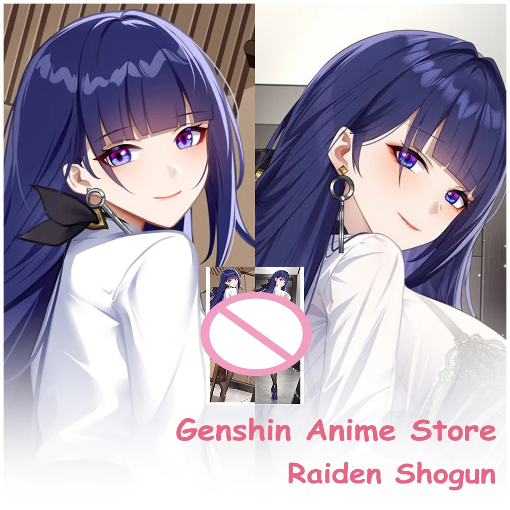 Anime Genshin Impact Raiden Shogun Body Dakimakura Pillow Case Cartoon Double-Sided Printed Bedding Pillow Cover Cosplay Props