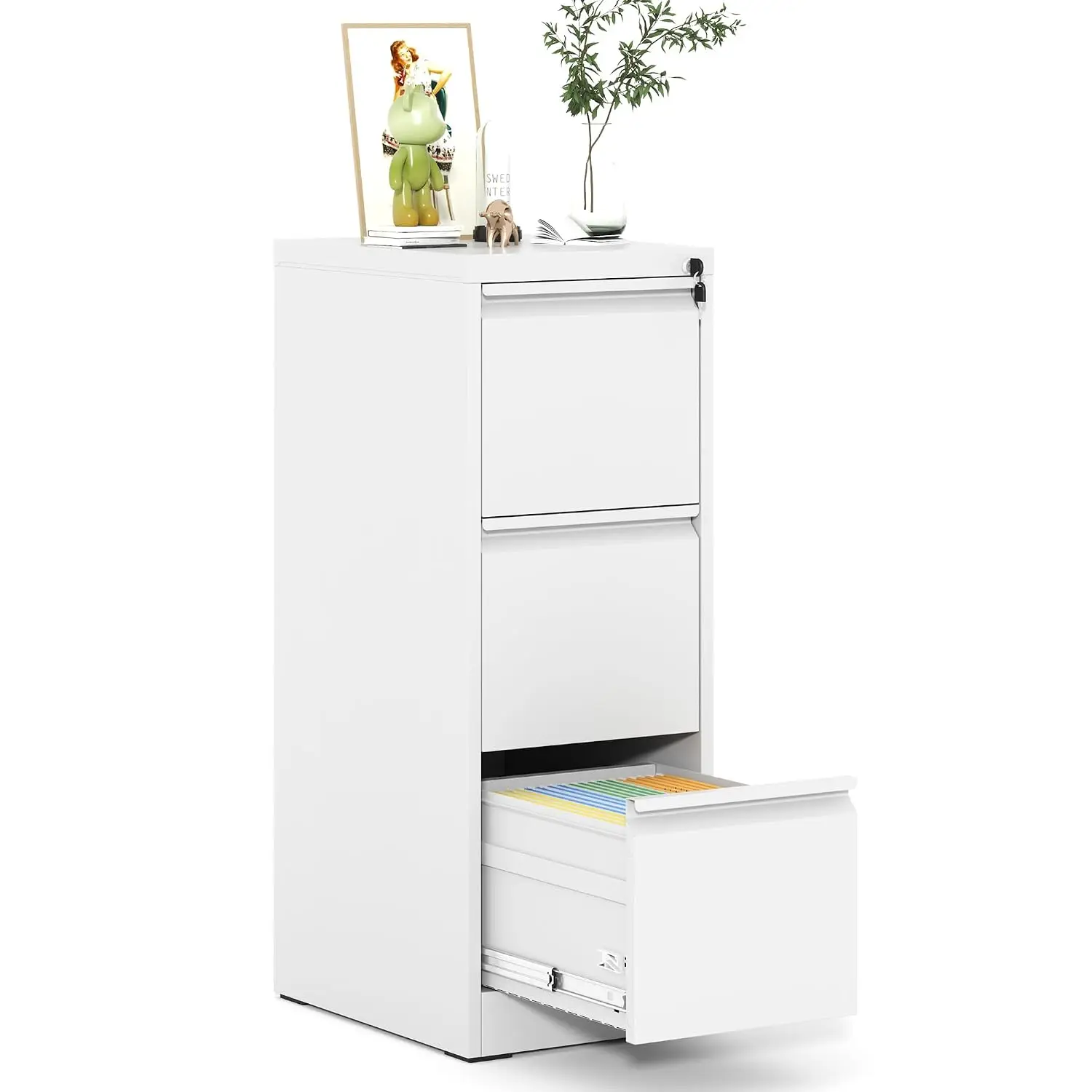 3-Drawer Locking Metal File Cabinet for Home Office, Vertical Steel Storage for Letter/Legal/A4, Customized