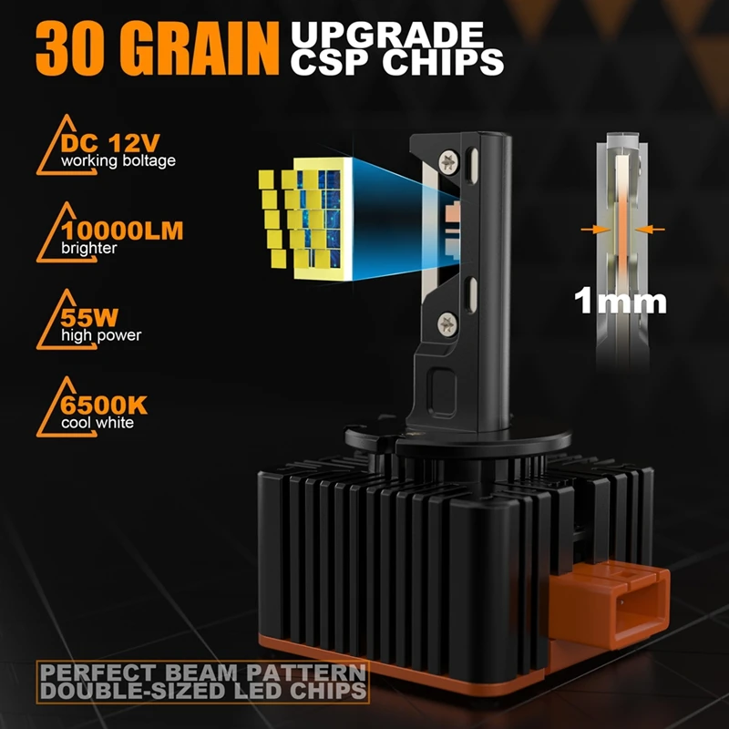 1 زوج جودة عالية V31 LED ل جديد D سلسلة سيارة LED المصباح لمبة 10000LM 6500K 110 واط D3/D3S 3-أنابيب النحاس