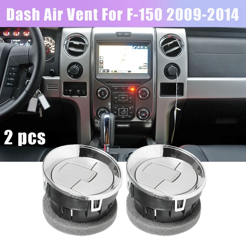 2Pc For Ford F-150 2009-2014 Dash Vent Air Outlet Dashboard AC Heater Air Vent Chrome CL3Z19893EA / 9L3Z19893CA