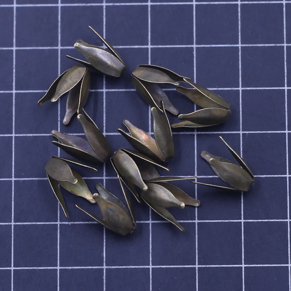 5000Pcs Bronze Tone Flowers Beads Caps Jewelry Making Charms Findings Wholesale 13x8mm(Fit 10mm Dia. Beads)