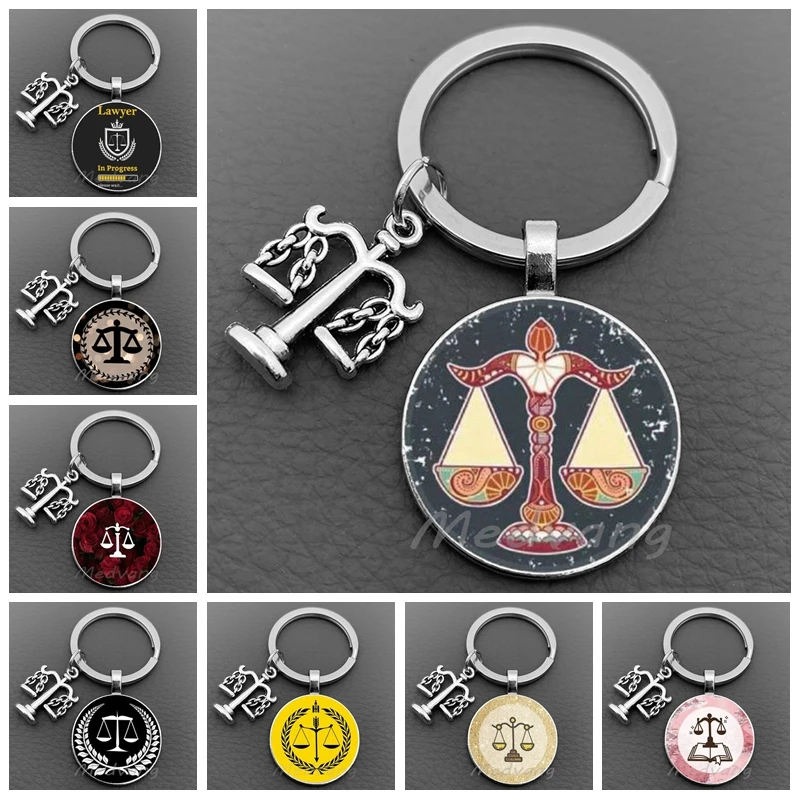 balance keychain pendant Convex glass judicial justice key chain Justice Judge keyring key keyholder lawyer Jewelry gift