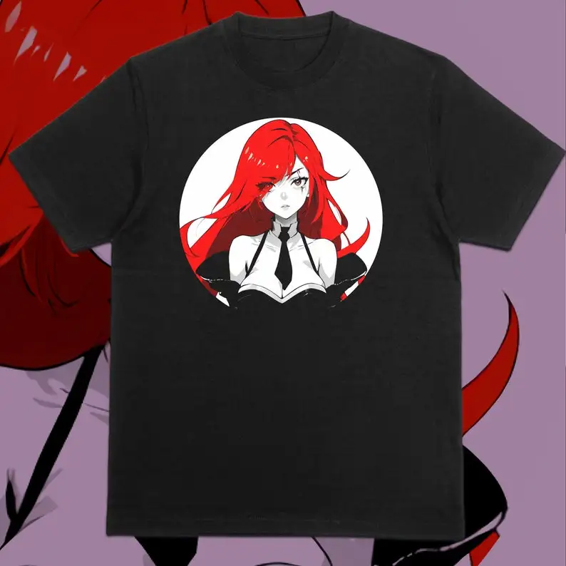 Japanese Style Katarina, Fan Art Shirt, Cute Anime Tee, Fire Style