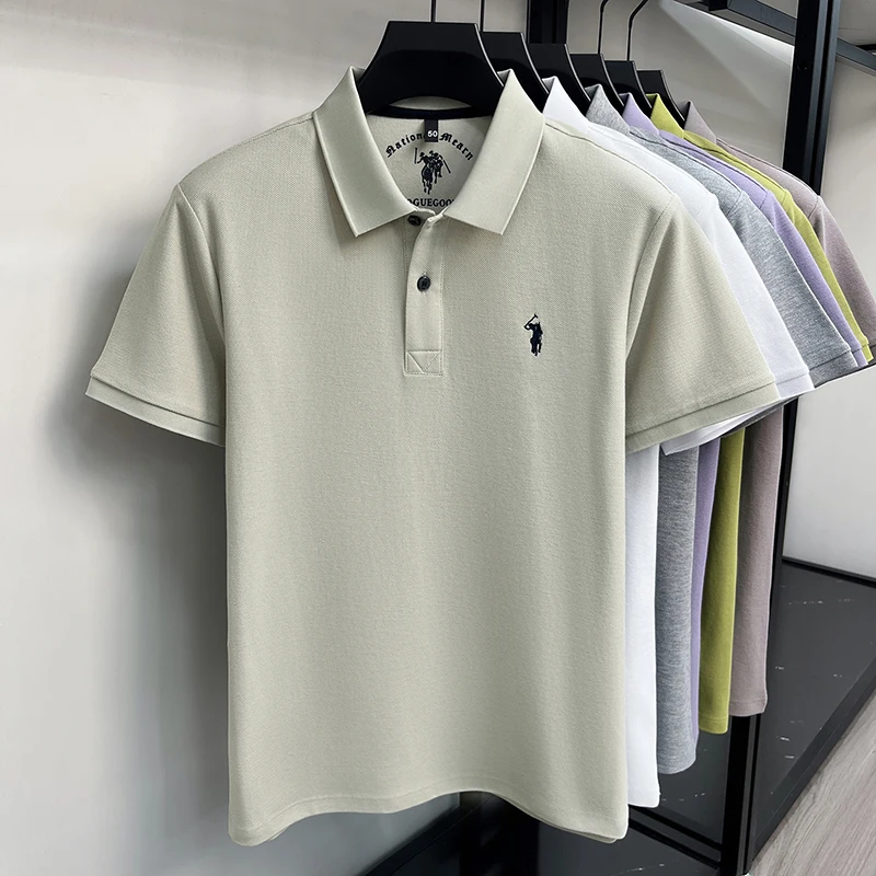High-End 100% Baumwolle Kurzarm Polo Shirt Herren Sommer Luxus Marke Klassische Paul Pony Stickerei Freizeit Business Mode Golf T-Shirt – Detail 4