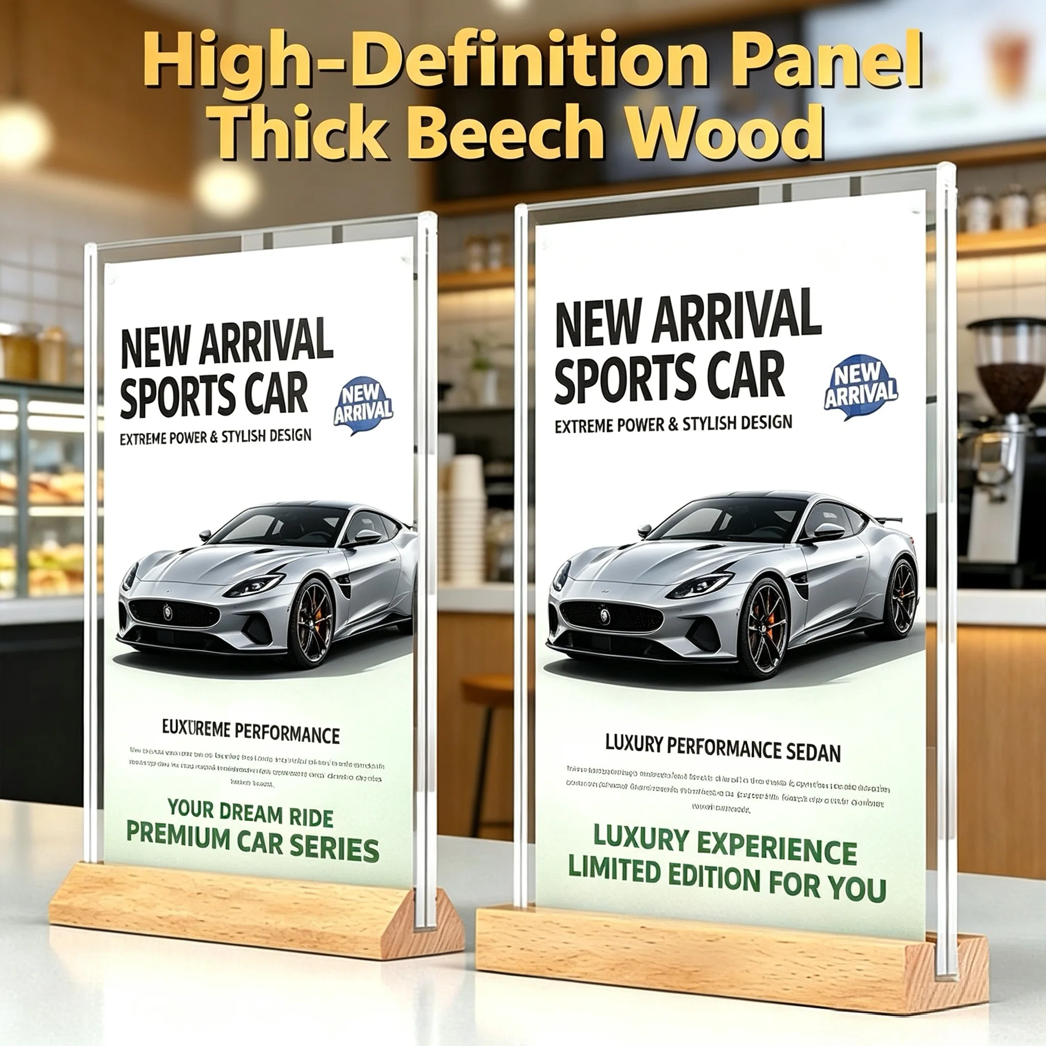 5 PCS A5 148x210mm Double Side Wood Table Menu Paper Holder Display Stand Price Listing Poster Frame Acrylic Sign Holder Stand