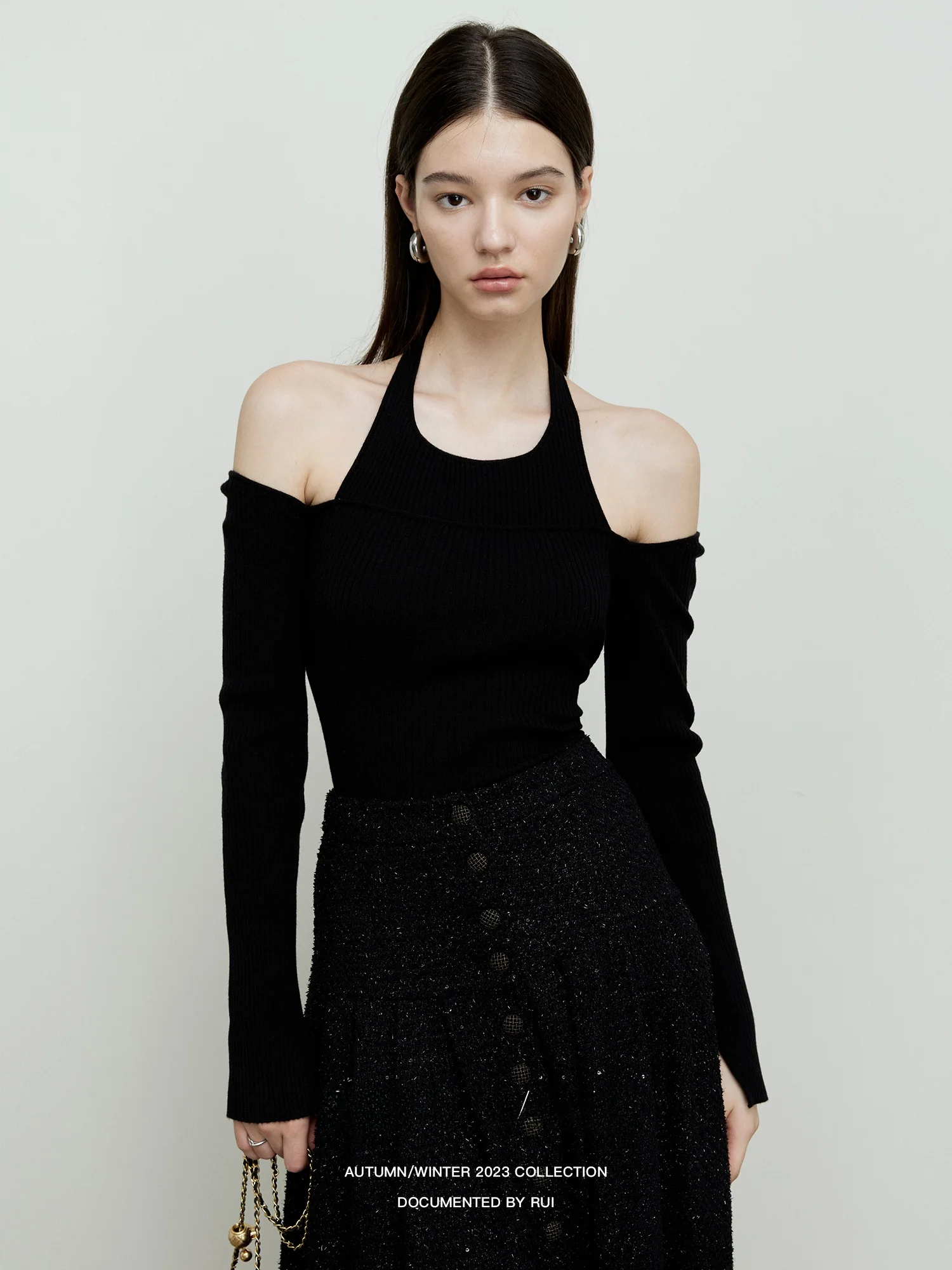 

ROEYWANG Премиум-свитер из шерсти 60S с открытыми плечами, многофункциональный, с длинными рукавами, вязаный, в корейском стиле, приталенный, для повседневной носки