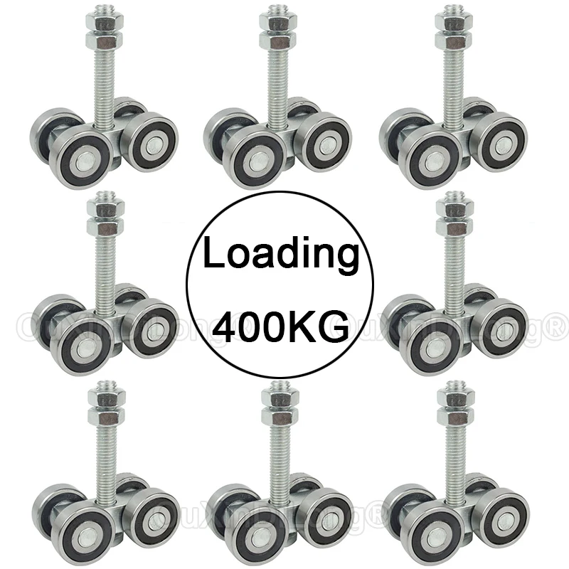 

Cheap 8PCS Heavy Sliding Door Rollers Industrial Hanging Rail Rollers Warehouse Plant Orbital Track Wheels Pulleys Loading 400KG