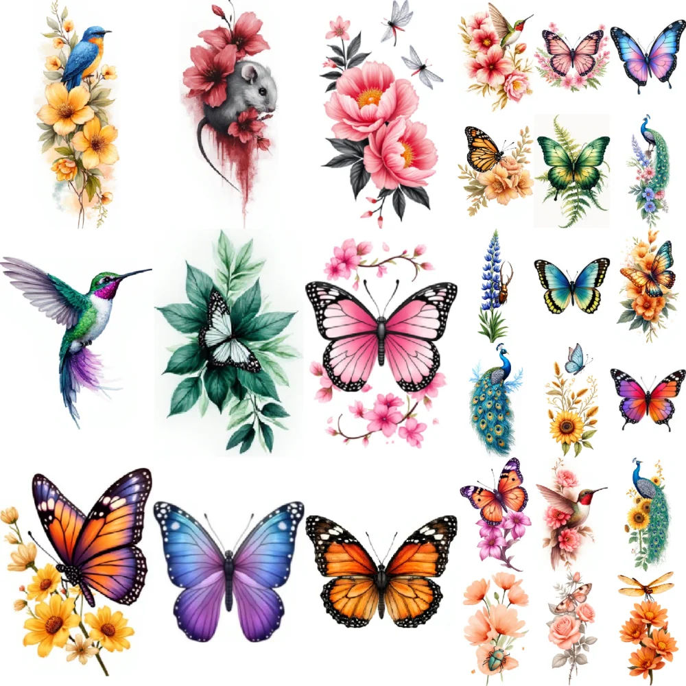 

28pcs Temporary Tattoo Temporary Tattoo Stickers Butterfly Peacock Flowers For Adult Back Arms