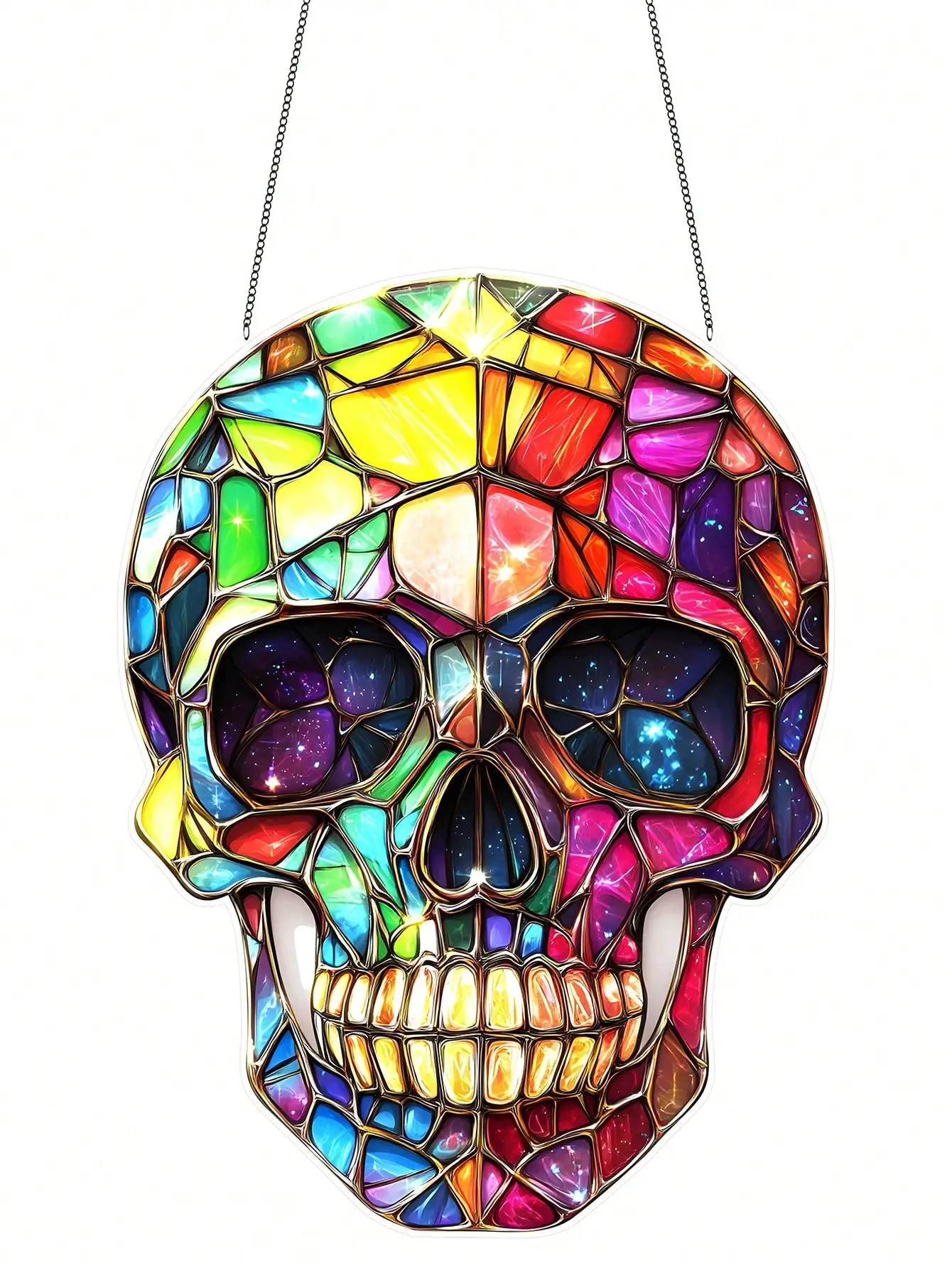 قلادة على شكل جمجمة السكر مقاس 8 بوصة × 6 بوصة، مناسبة لحدائق العائلة - مثالية للاحتفالات يوم الموتى والعطلات