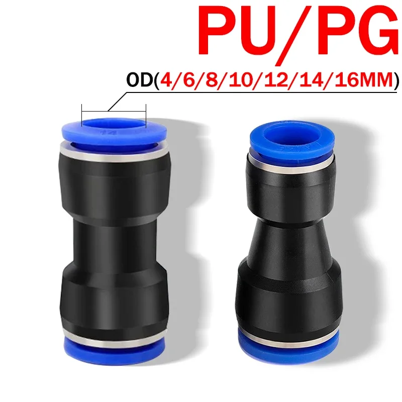 5PCS Pneumatic Fittings Quick Air Connector Hose Fitting Plastic PU PG 4mm 6mm 8mm 10mm 12mm Push Into Tube Pluglug