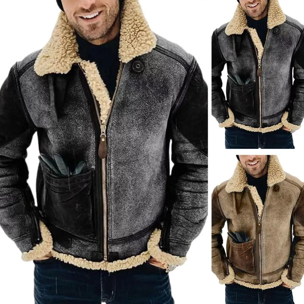 

Men's Warm Winter Faux Leather Jackets and Coats Male Thermal Windbreaker Fur Collar Casual Jacket Outerwear Clothing Male 6XL