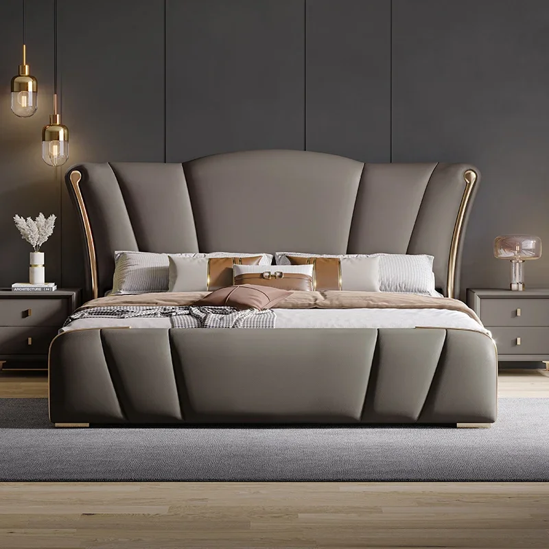 Multifonction Couple Bed Luxury Aesthetic Modern Bedroom Bed Wood Queen Size Cama De Lujo Para Dormitorio Nordic Furniture