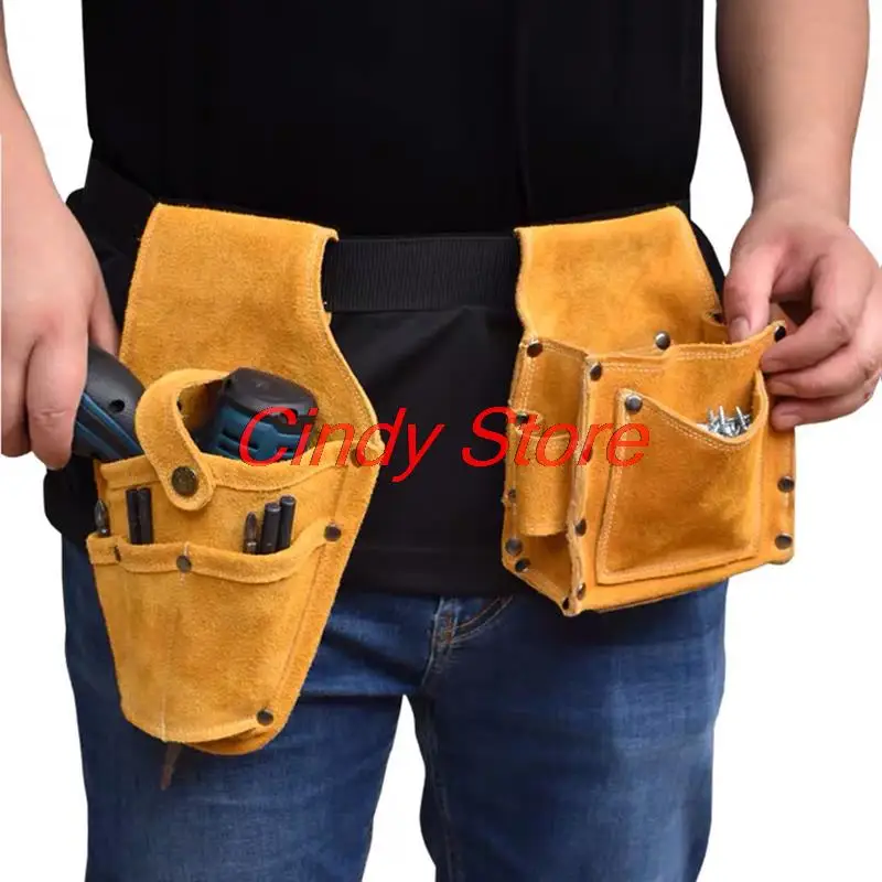 Upgrade Tool Bag Wear-resistant Leather Multifunction Electrician Toolkit Hand Tool Storage Hardware Parts Organizer Portable