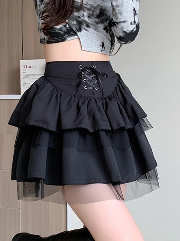 Sexy Skirt Mini Summer New Design Mesh Clubwear Black High Waist Streetwear Chic A-Line Short Bottoms