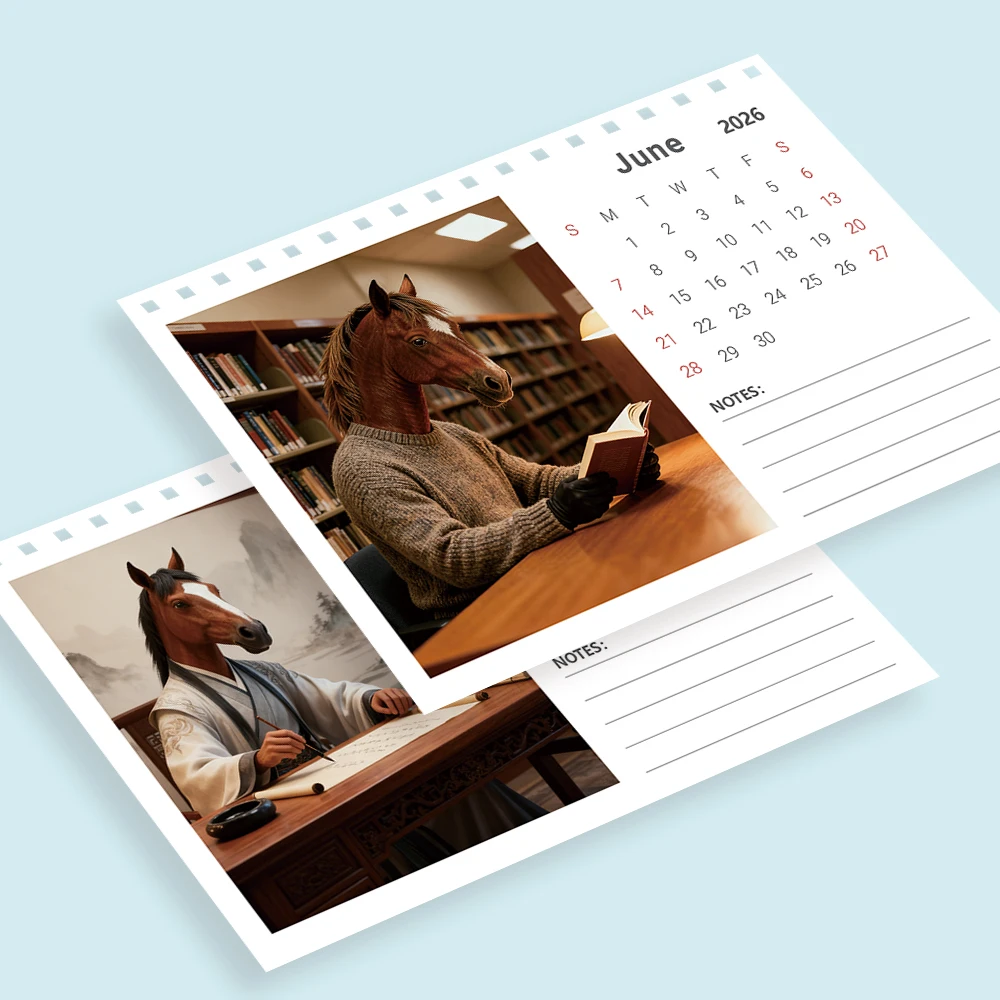 1 قطعة 2026-2027 تقويم سطح المكتب ، الحياة اليومية للحصان ، تقويم مكتبي قائم ، خطة شهرية لمدة 24 شهرًا ، هدية مثالية لعيد الميلاد ، عيد الميلاد