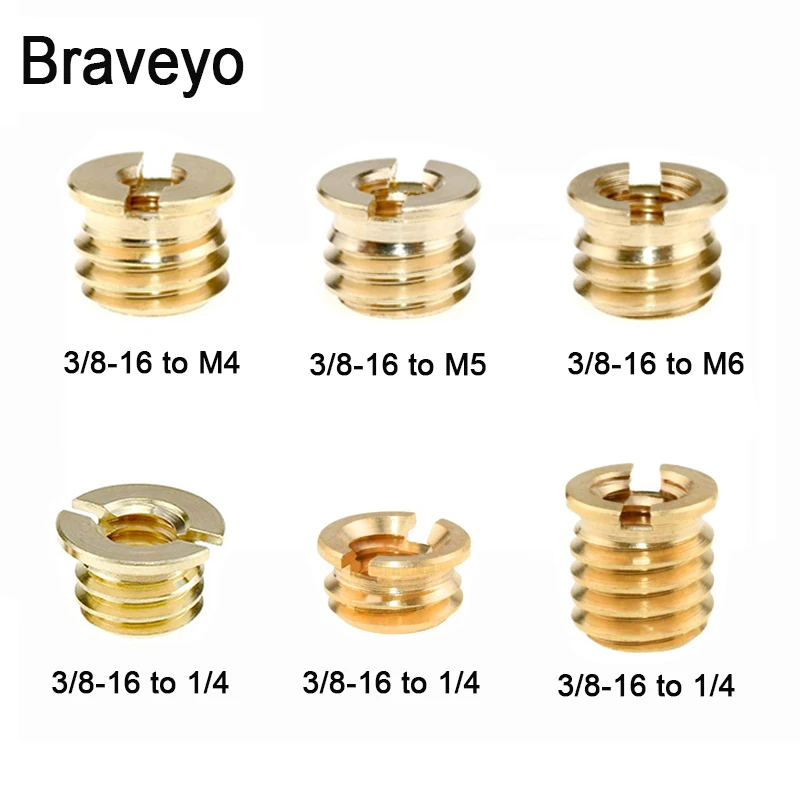 

3/8 to 1/4 M4 M5 M6 Camera Conversion Screw Nut Tripod Ballhead Monopod Mount Photography Adapte Brass Material For Dslr