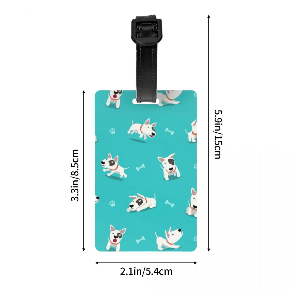 Custom Schattige Bull Terrier Puppy Bagagelabels Aangepaste Dierenhonden Bagagelabels Privacy Cover Id Label