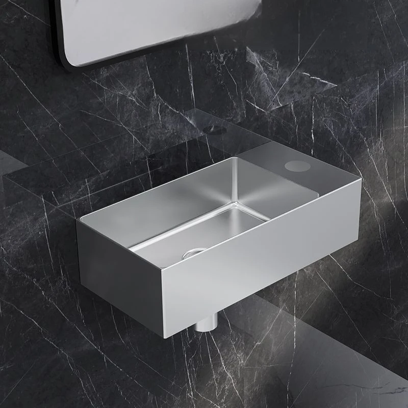 304 Stainless Steel Bathroom Sinks Wall Mounted Mini Washbasin Rectangle Washhand Stand Durable Faucets and Sinks Home Sinkball
