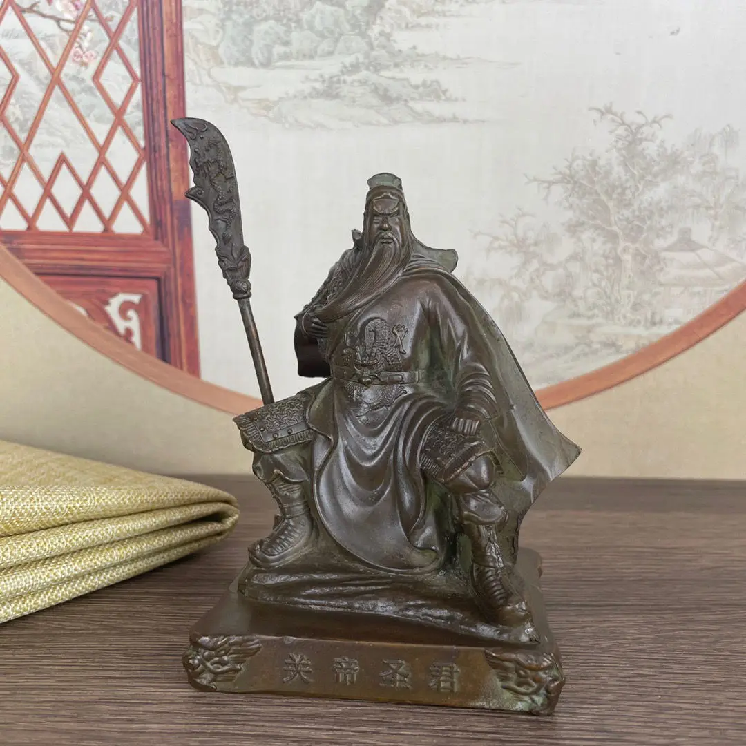 

Vintage Guan Yu Guan Erye copper alloy Wu Caishen home living room Guan Yu Wusheng statue Feng Shui art ornaments