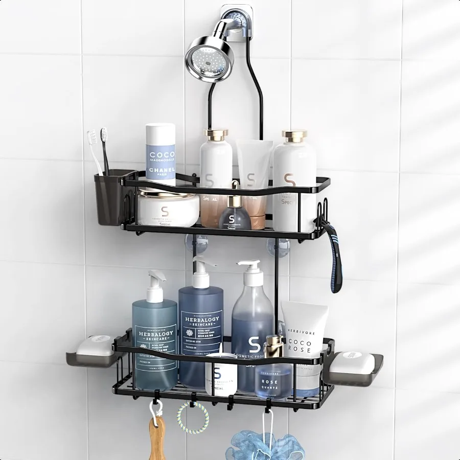 

Hanging Shower Caddy Bathroom Organizer: Rustproof Shower Shelf Racks Over Shower Head No Drilling Inside Bath Shower Rack Shee