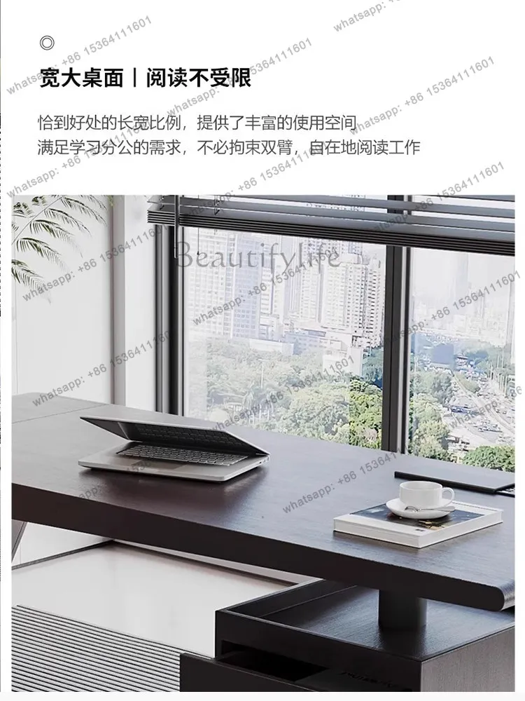 Italian light luxury high-end office desk villa study multi-functional solid wood desk modern simple computer desk