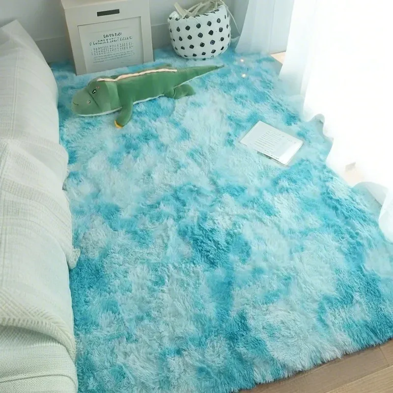 Alfombra moderna con gradiente de tinte anudado de 200x300 para sala de estar, decoración del hogar, alfombras para sofá, cojín de juego para gatear, alfombra larga de felpa para dormitorio