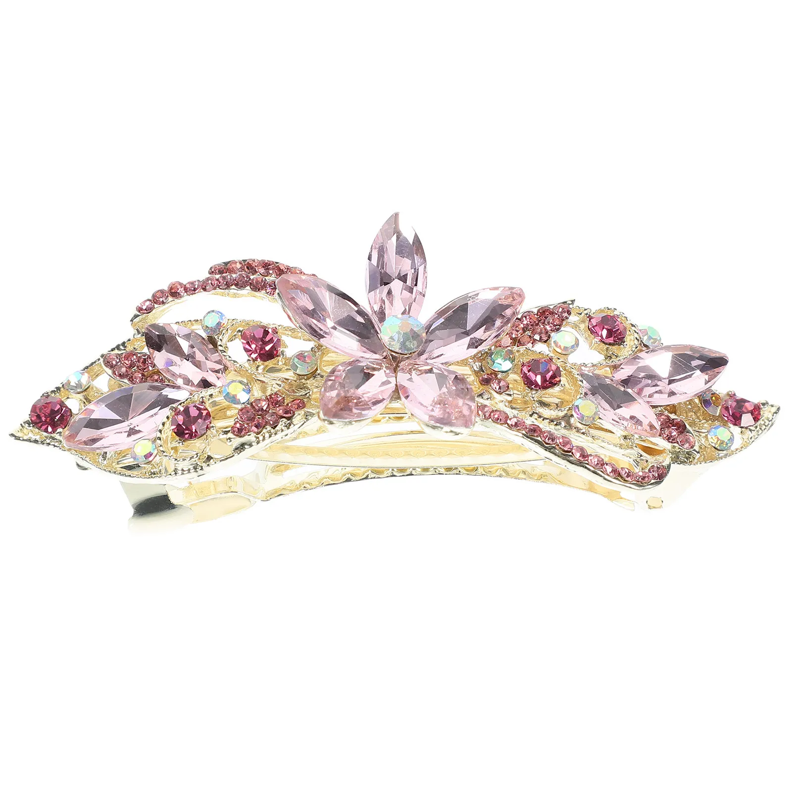 

Rhinestone Barrette Hair Clip for Women Elegant Spring Ponytail Holder Minimalist Flower Design Hair Accessory Simple Floral