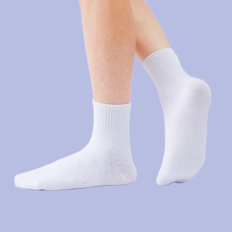 3/6/12 Pairs Middle Tube Cotton Socks Black and White Long Socks Men's Spring Autumn Winter Sports Breathable 2024 New Socks