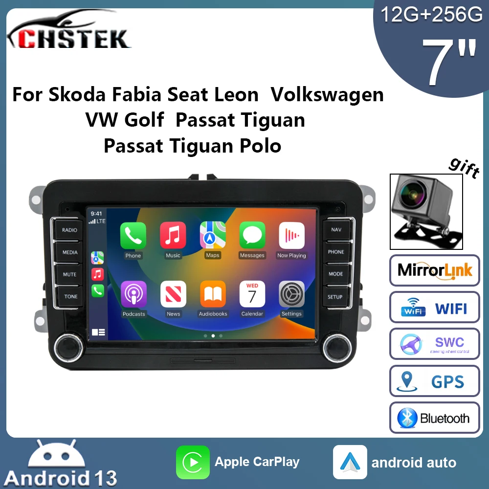 CHSTEK Car Radio CarPlay for Volkswagen Amarok Beetle Bora Caddy EOS 2006-2015 Android 13 Player Multimedia GPS WIFI Bluetooth